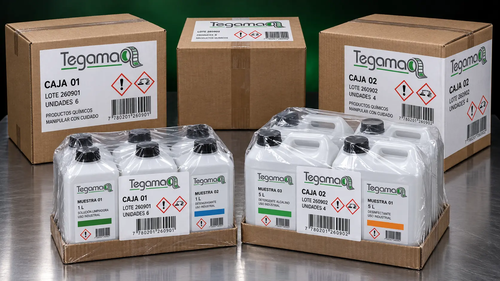 Cajas y agrupaciones químicas identificadas por Tegamaq