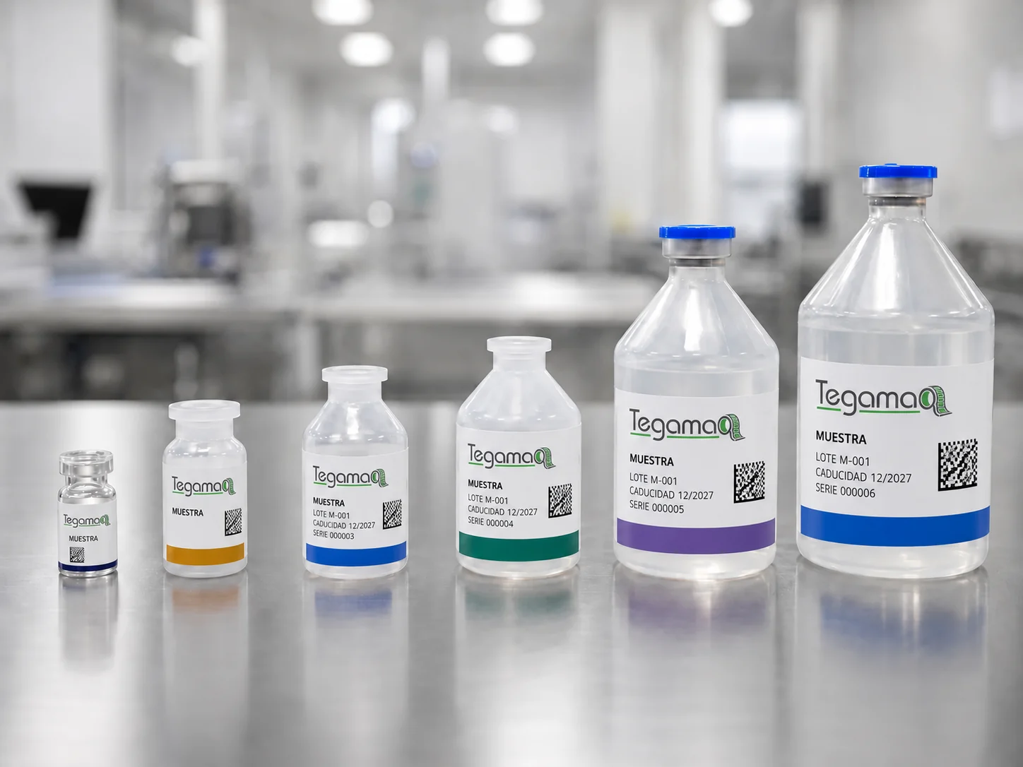 Viales y envases farmacéuticos Tegamaq de diferentes formatos
